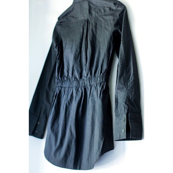 MOUSSY PINSTRIPE LONG BLACK SHIRT DRESS - Picture 3 of 6